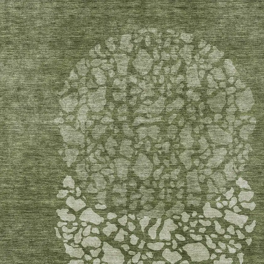 Olive Green And Artichoke Green Abstract Washable Indoor Outdoor Area Rug Photo 7
