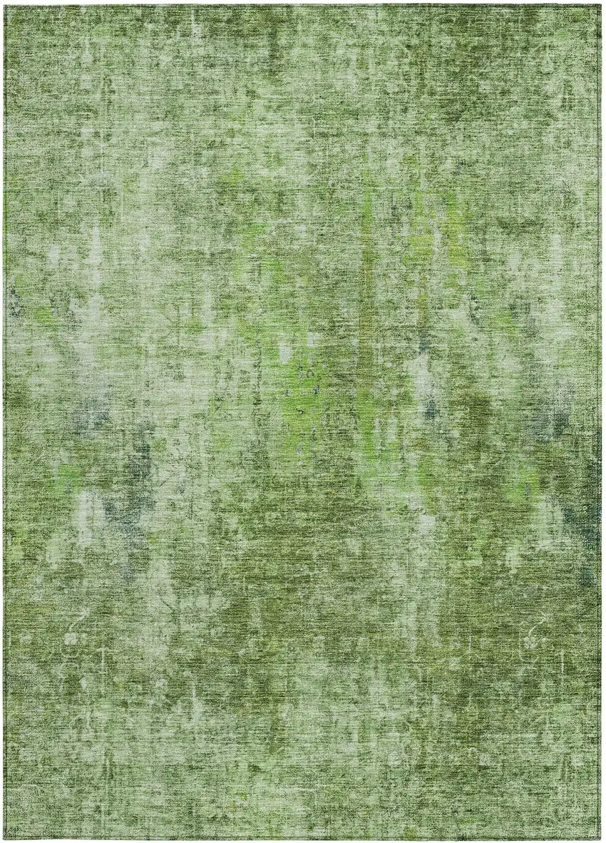 Olive Green And Artichoke Green Abstract Washable Indoor Outdoor Area Rug Photo 6