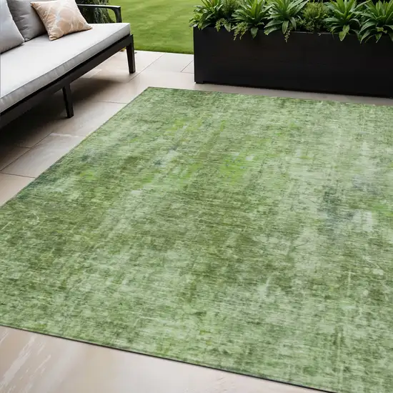 Olive Green And Artichoke Green Abstract Washable Indoor Outdoor Area Rug Photo 1