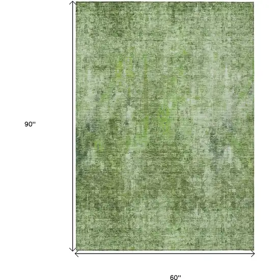 Olive Green And Artichoke Green Abstract Washable Indoor Outdoor Area Rug Photo 3