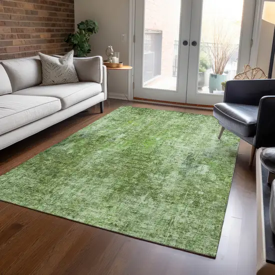 Olive Green And Artichoke Green Abstract Washable Indoor Outdoor Area Rug Photo 8