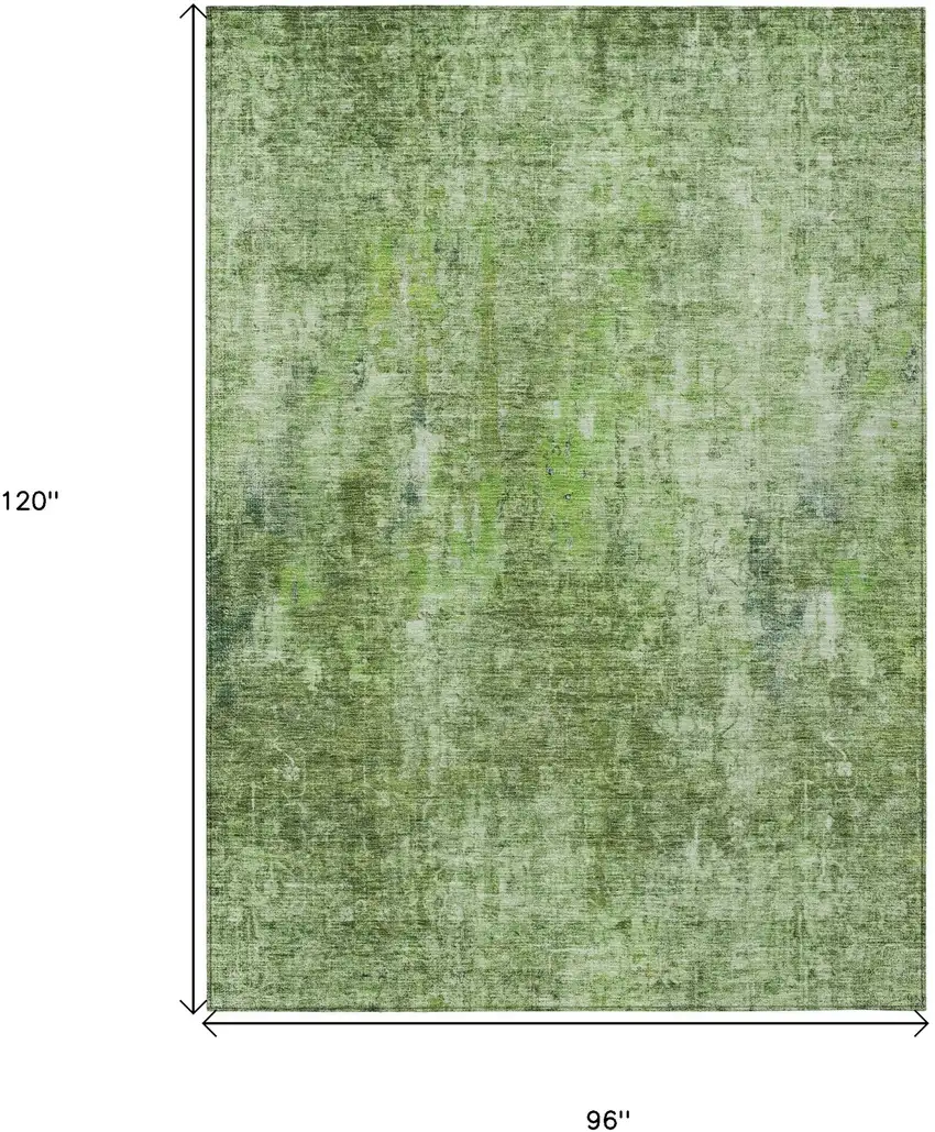 Olive Green And Artichoke Green Abstract Washable Indoor Outdoor Area Rug Photo 3