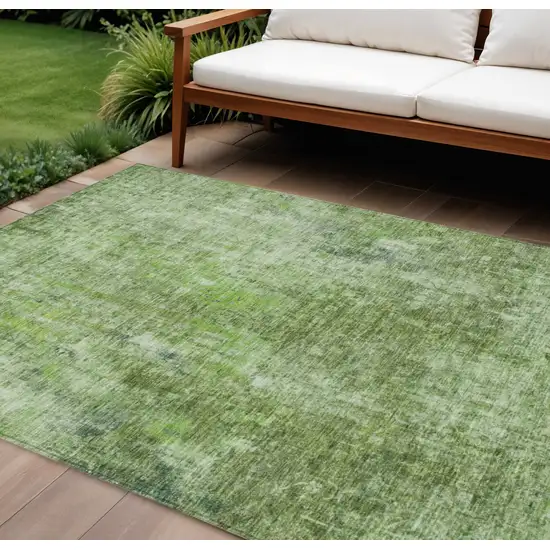 Olive Green And Artichoke Green Abstract Washable Indoor Outdoor Area Rug Photo 1