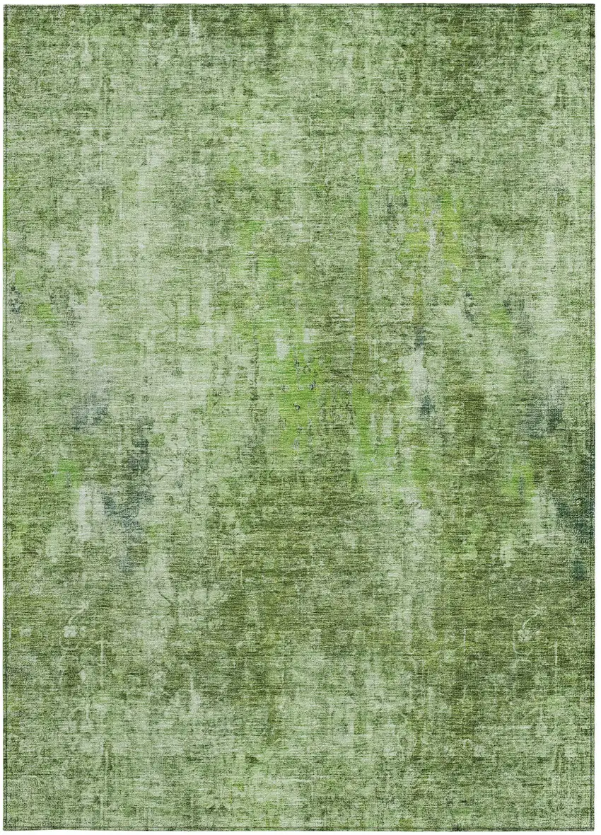 Olive Green And Artichoke Green Abstract Washable Indoor Outdoor Area Rug Photo 6