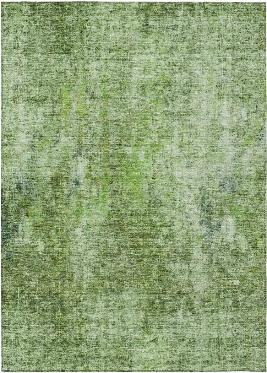 Olive Green And Artichoke Green Abstract Washable Indoor Outdoor Area Rug Photo 2