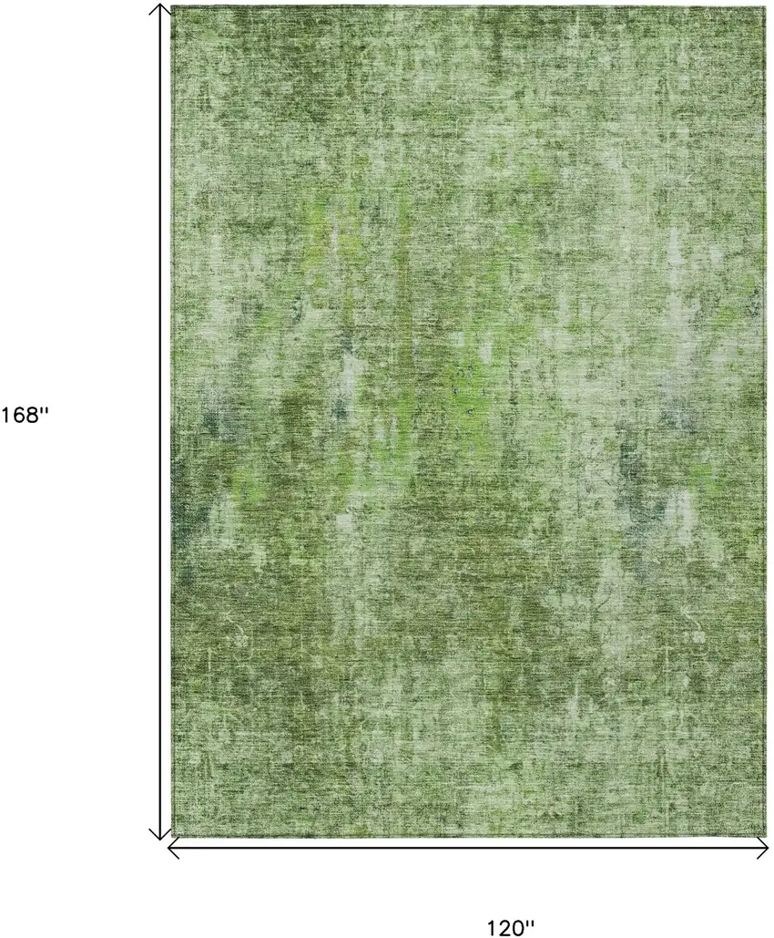Olive Green And Artichoke Green Abstract Washable Indoor Outdoor Area Rug Photo 3