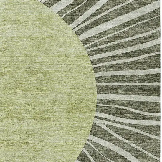 Olive Green And Artichoke Green Abstract Washable Indoor Outdoor Area Rug Photo 5