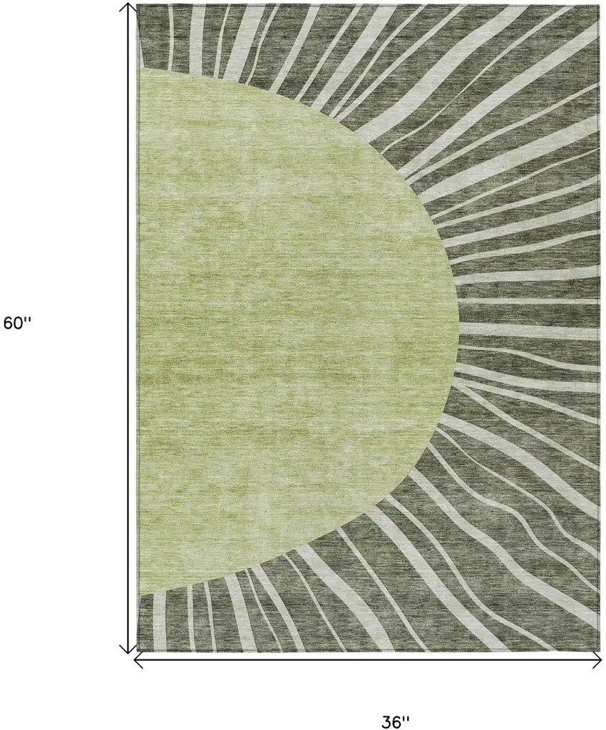 Olive Green And Artichoke Green Abstract Washable Indoor Outdoor Area Rug Photo 3