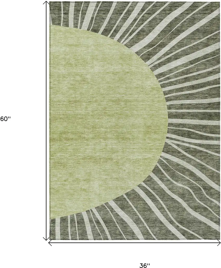 Olive Green And Artichoke Green Abstract Washable Indoor Outdoor Area Rug Photo 3