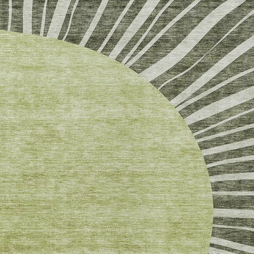 Olive Green And Artichoke Green Abstract Washable Indoor Outdoor Area Rug Photo 6