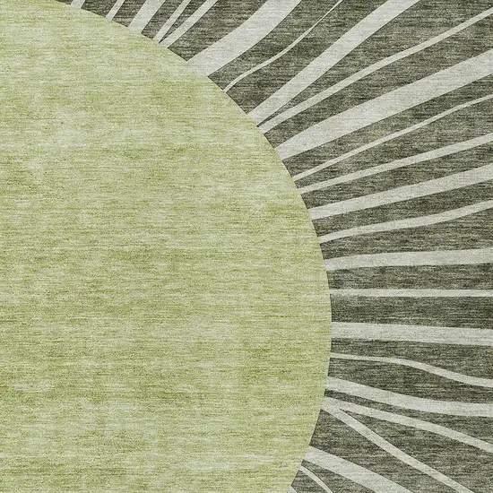 Olive Green And Artichoke Green Abstract Washable Indoor Outdoor Area Rug Photo 6