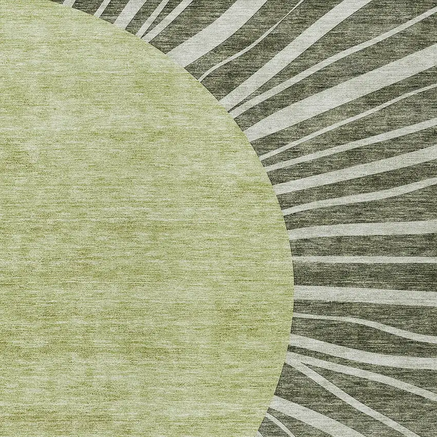 Olive Green And Artichoke Green Abstract Washable Indoor Outdoor Area Rug Photo 6