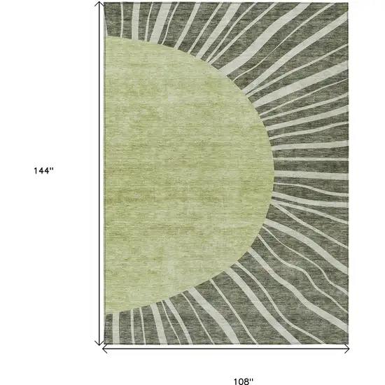 Olive Green And Artichoke Green Abstract Washable Indoor Outdoor Area Rug Photo 3
