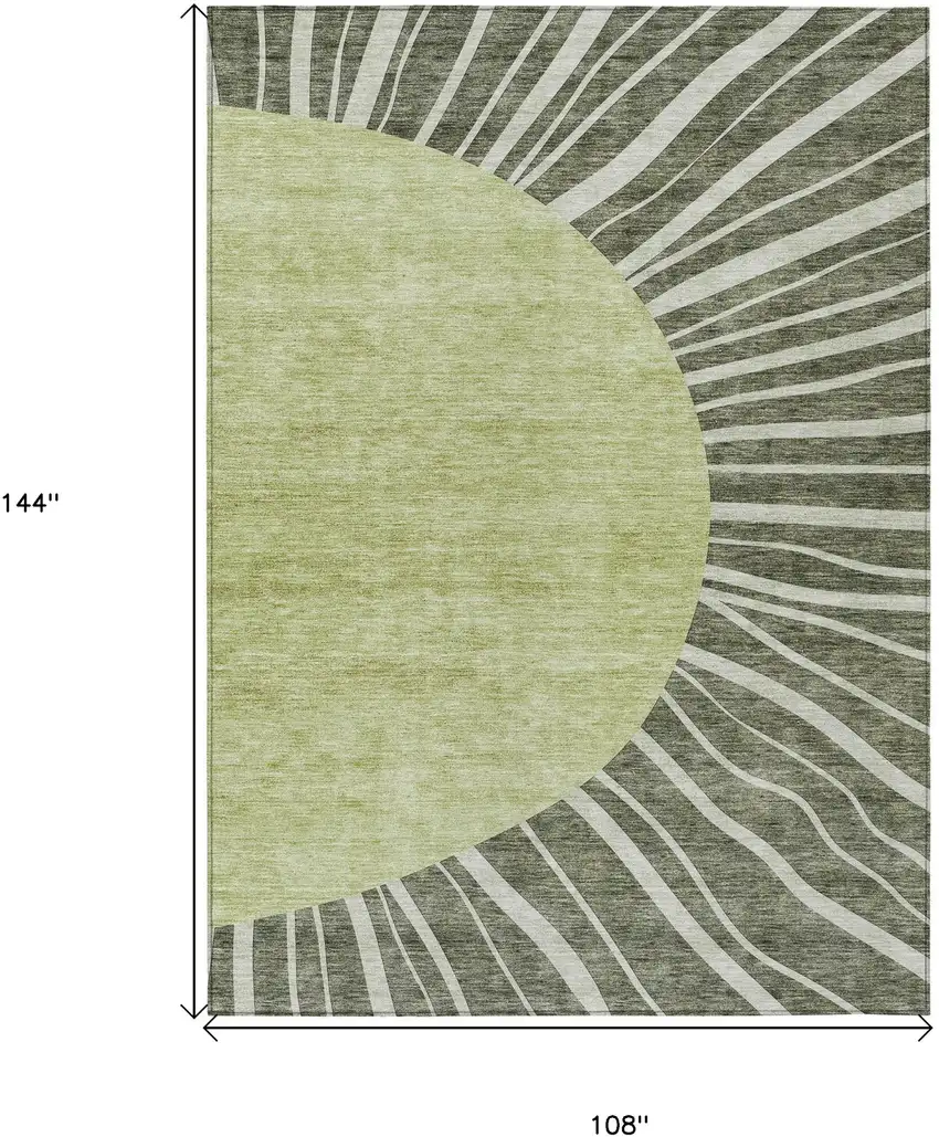 Olive Green And Artichoke Green Abstract Washable Indoor Outdoor Area Rug Photo 3