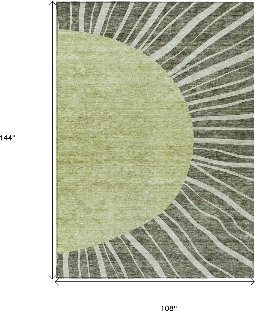 Olive Green And Artichoke Green Abstract Washable Indoor Outdoor Area Rug Photo 3
