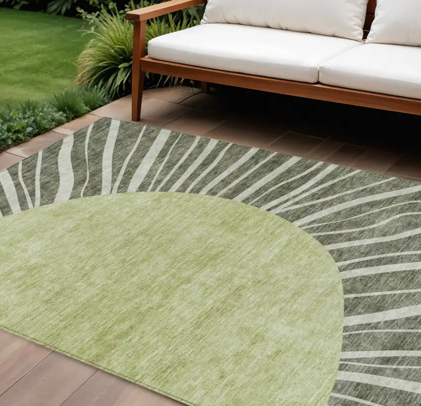 Olive Green And Artichoke Green Abstract Washable Indoor Outdoor Area Rug Photo 1