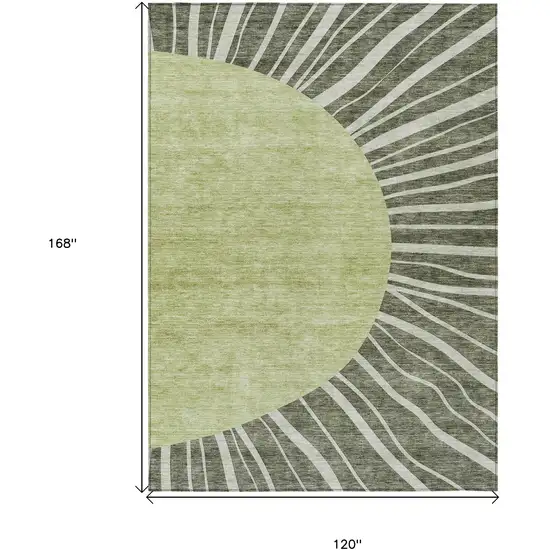 Olive Green And Artichoke Green Abstract Washable Indoor Outdoor Area Rug Photo 3