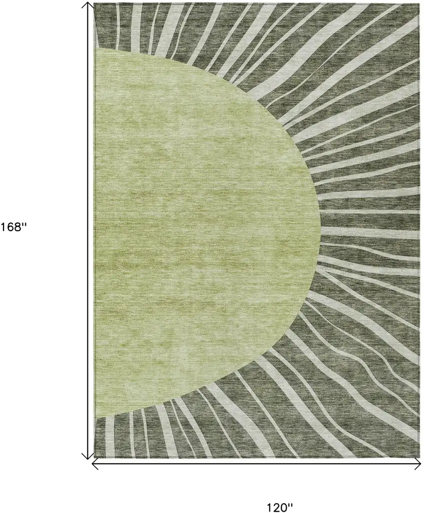 Olive Green And Artichoke Green Abstract Washable Indoor Outdoor Area Rug Photo 3