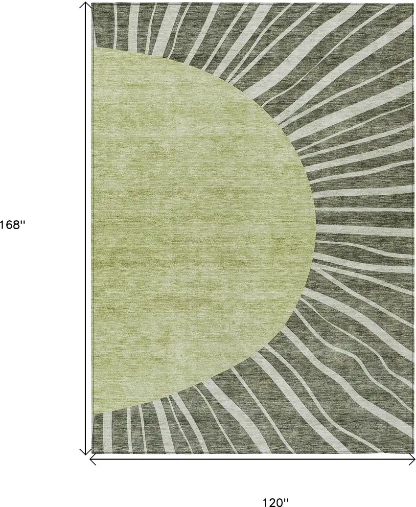 Olive Green And Artichoke Green Abstract Washable Indoor Outdoor Area Rug Photo 3