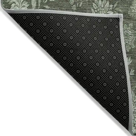 Olive Green And Artichoke Green Floral Washable Indoor Outdoor Area Rug Photo 4