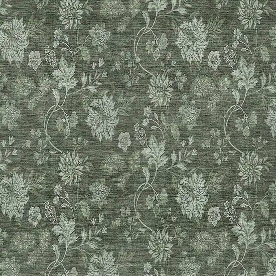 Olive Green And Artichoke Green Floral Washable Indoor Outdoor Area Rug Photo 6