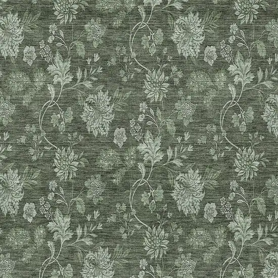 Olive Green And Artichoke Green Floral Washable Indoor Outdoor Area Rug Photo 6