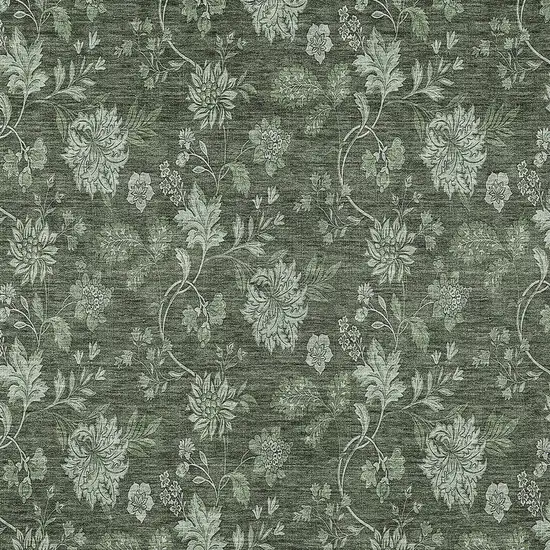 Olive Green And Artichoke Green Floral Washable Indoor Outdoor Area Rug Photo 6