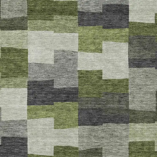 Olive Green And Artichoke Green Geometric Washable Indoor Outdoor Area Rug Photo 5