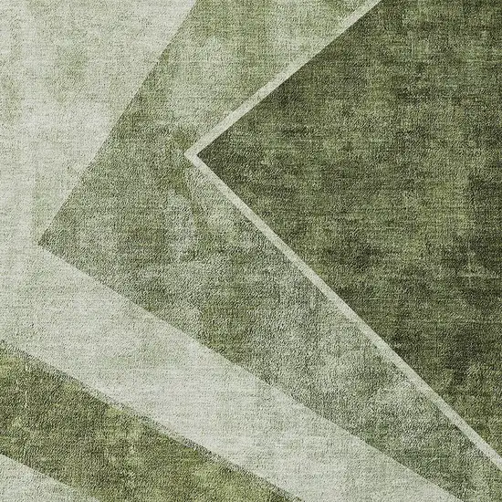 Olive Green And Artichoke Green Geometric Washable Indoor Outdoor Area Rug Photo 7