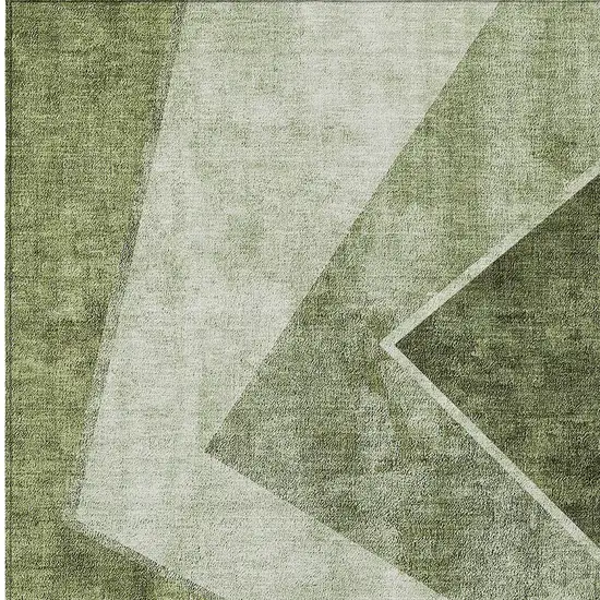 Olive Green And Artichoke Green Geometric Washable Indoor Outdoor Area Rug Photo 7