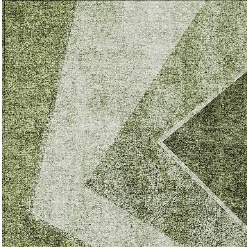 Olive Green And Artichoke Green Geometric Washable Indoor Outdoor Area Rug Photo 7