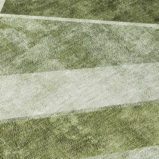 Olive Green And Artichoke Green Geometric Washable Indoor Outdoor Area Rug Photo 6