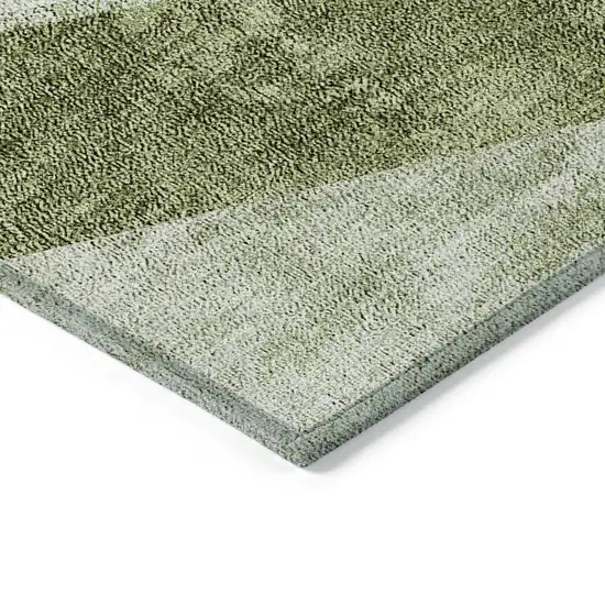 Olive Green And Artichoke Green Geometric Washable Indoor Outdoor Area Rug Photo 5