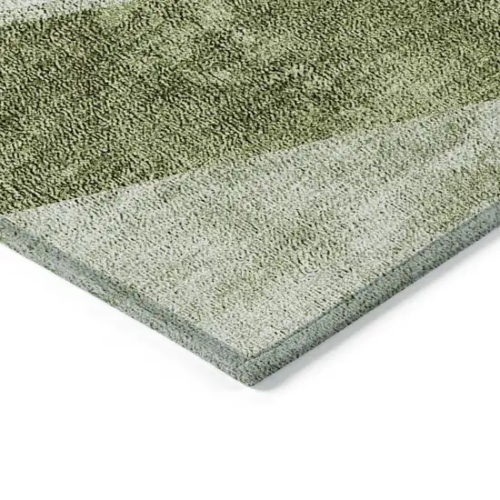 Olive Green And Artichoke Green Geometric Washable Indoor Outdoor Area Rug Photo 5