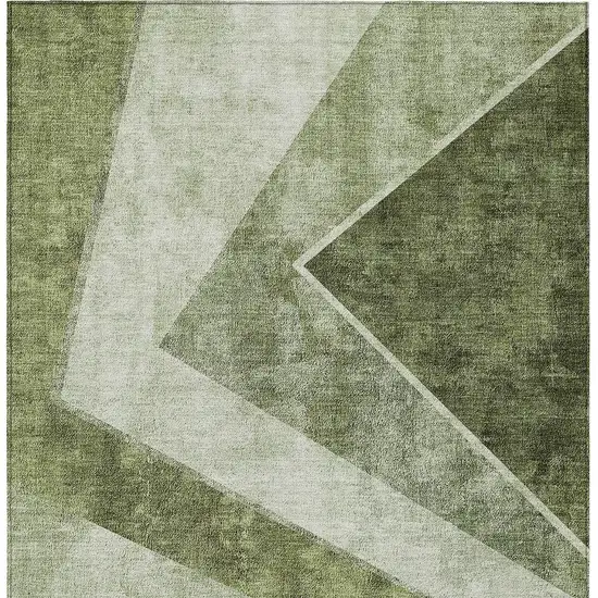 Olive Green And Artichoke Green Geometric Washable Indoor Outdoor Area Rug Photo 8