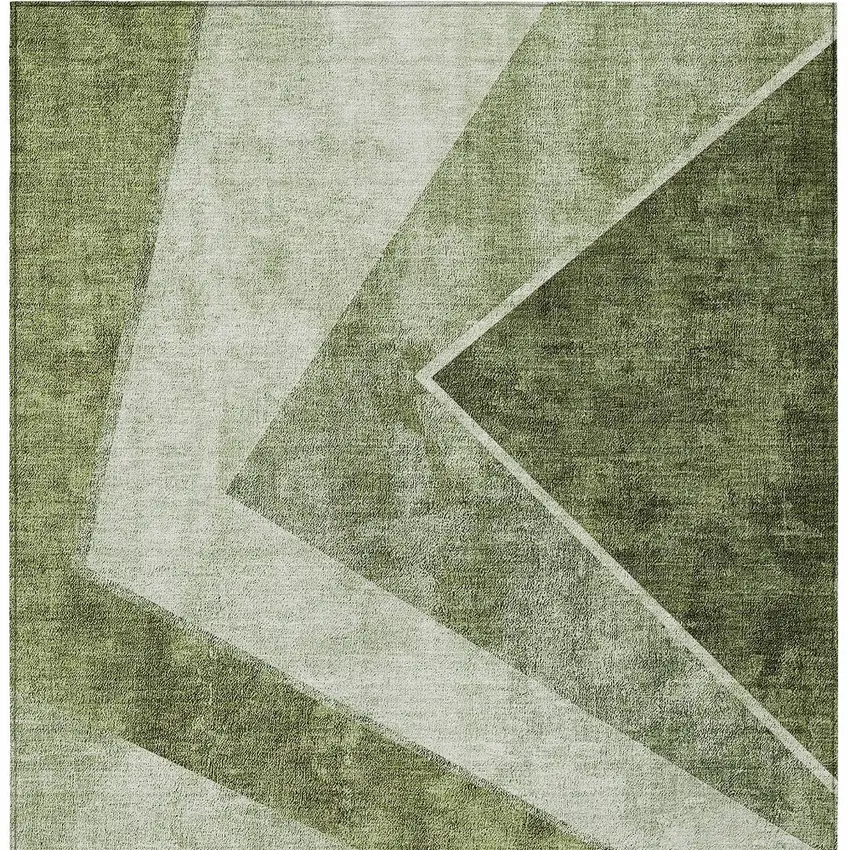 Olive Green And Artichoke Green Geometric Washable Indoor Outdoor Area Rug Photo 8