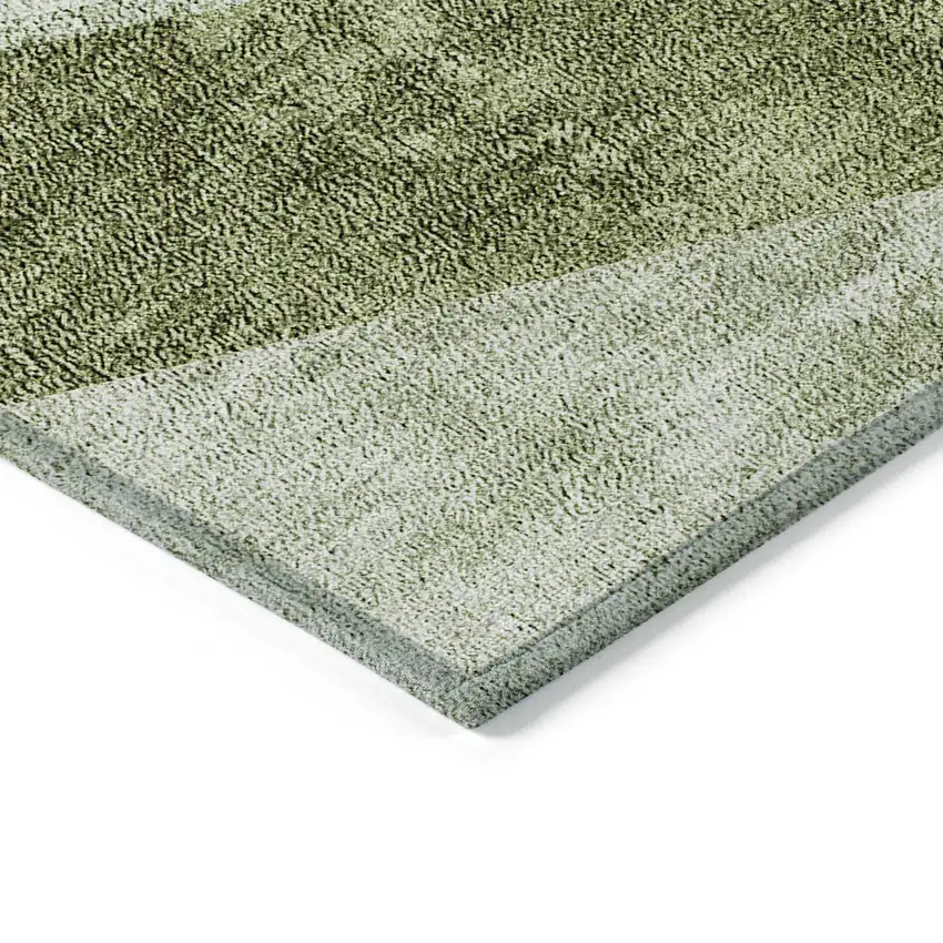Olive Green And Artichoke Green Geometric Washable Indoor Outdoor Area Rug Photo 5
