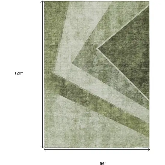 Olive Green And Artichoke Green Geometric Washable Indoor Outdoor Area Rug Photo 3