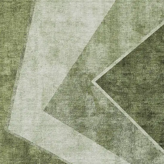 Olive Green And Artichoke Green Geometric Washable Indoor Outdoor Area Rug Photo 7