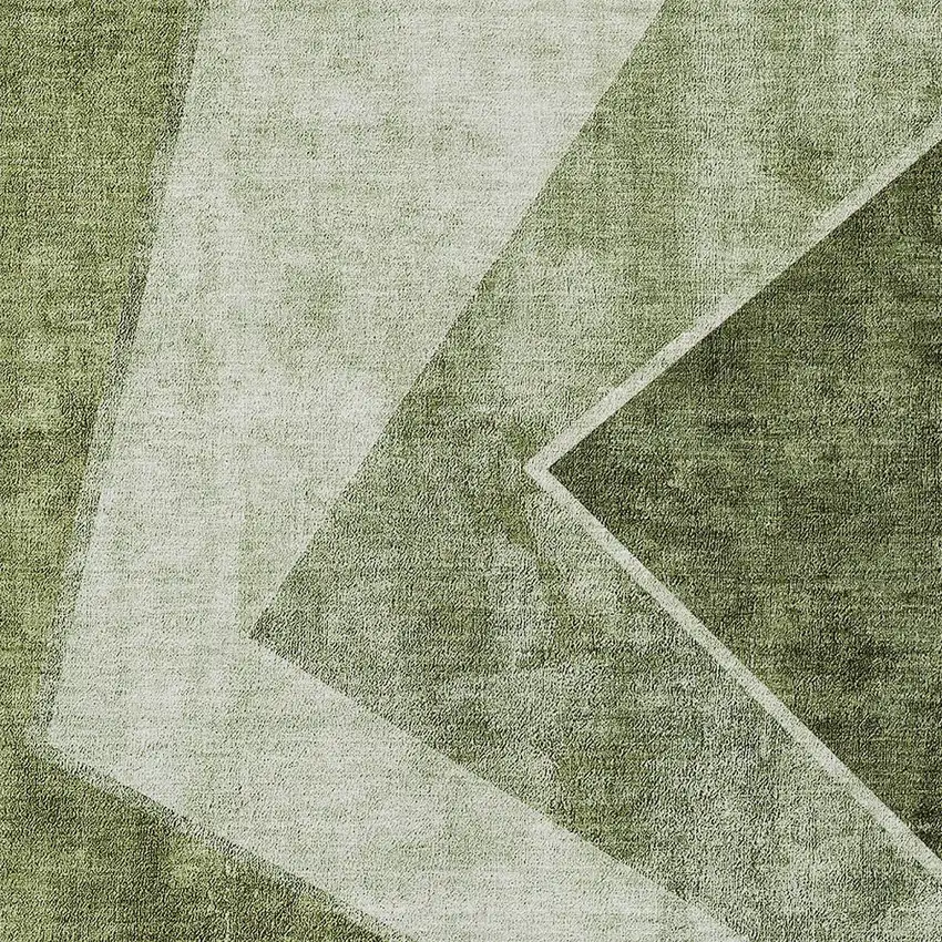 Olive Green And Artichoke Green Geometric Washable Indoor Outdoor Area Rug Photo 7