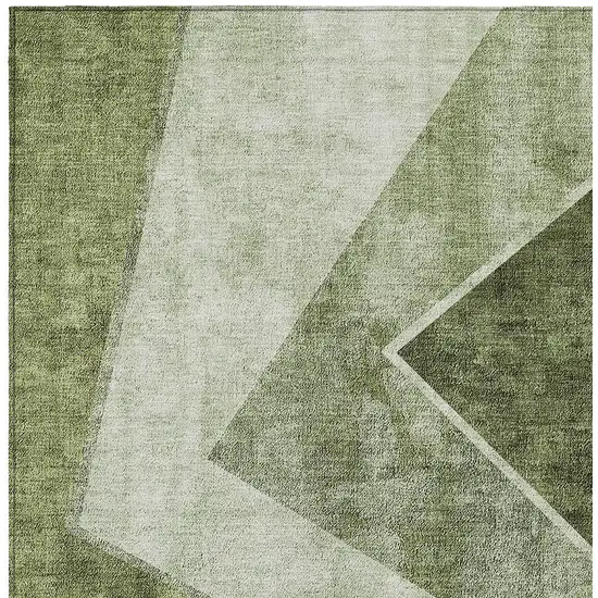Olive Green And Artichoke Green Geometric Washable Indoor Outdoor Area Rug Photo 7