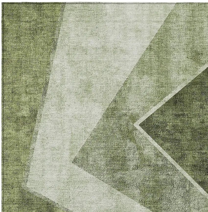 Olive Green And Artichoke Green Geometric Washable Indoor Outdoor Area Rug Photo 7