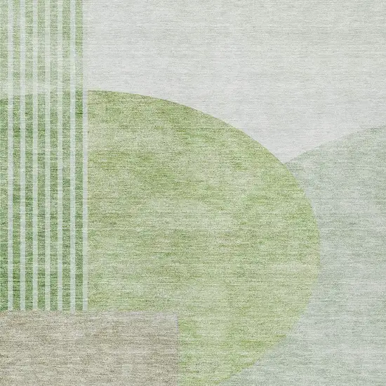 Olive Green And Artichoke Green Geometric Washable Indoor Outdoor Area Rug Photo 6