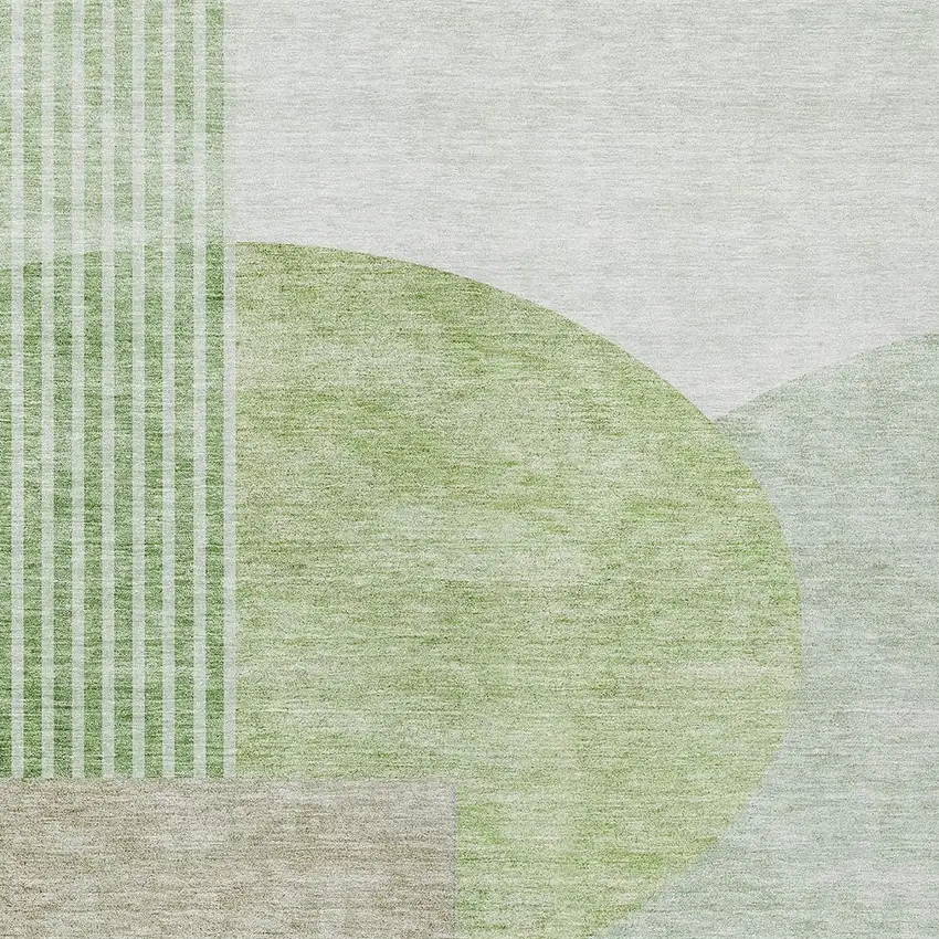Olive Green And Artichoke Green Geometric Washable Indoor Outdoor Area Rug Photo 6