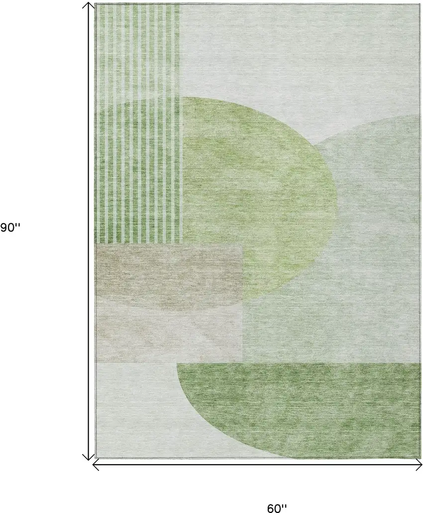 Olive Green And Artichoke Green Geometric Washable Indoor Outdoor Area Rug Photo 3