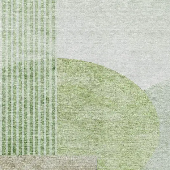 Olive Green And Artichoke Green Geometric Washable Indoor Outdoor Area Rug Photo 6
