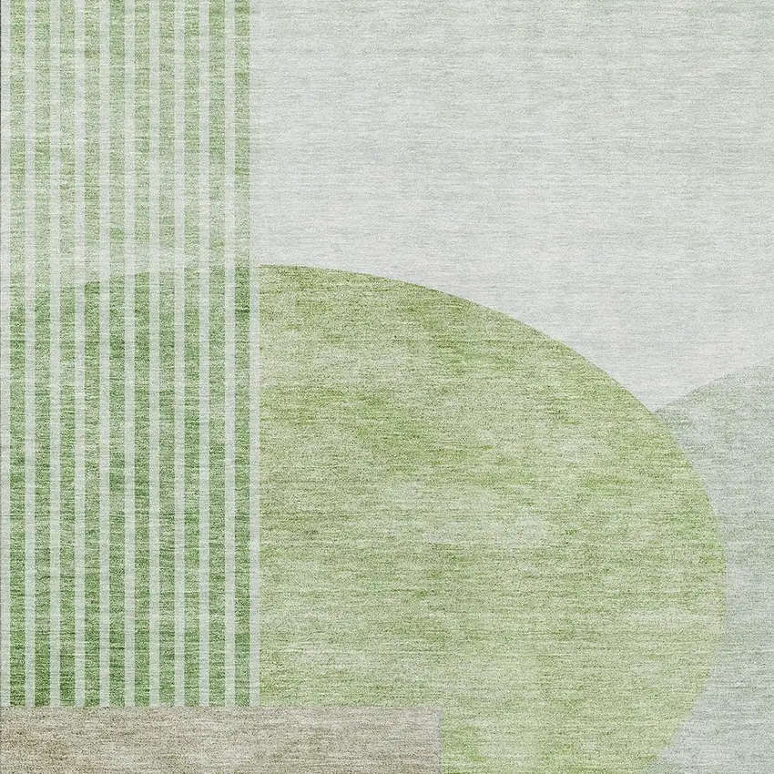 Olive Green And Artichoke Green Geometric Washable Indoor Outdoor Area Rug Photo 6