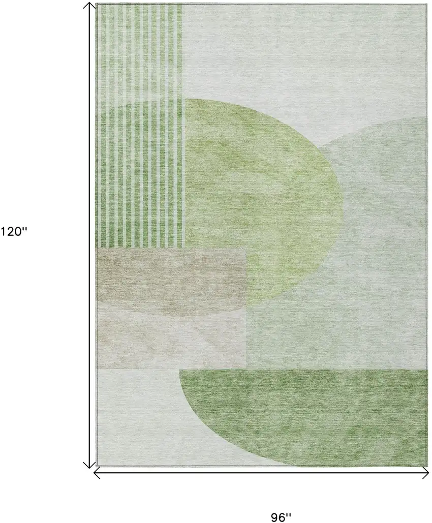 Olive Green And Artichoke Green Geometric Washable Indoor Outdoor Area Rug Photo 3