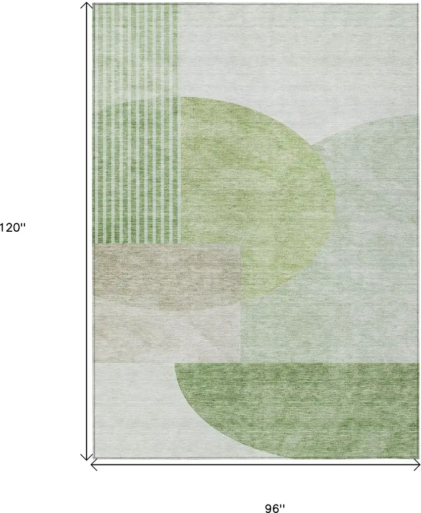 Olive Green And Artichoke Green Geometric Washable Indoor Outdoor Area Rug Photo 3