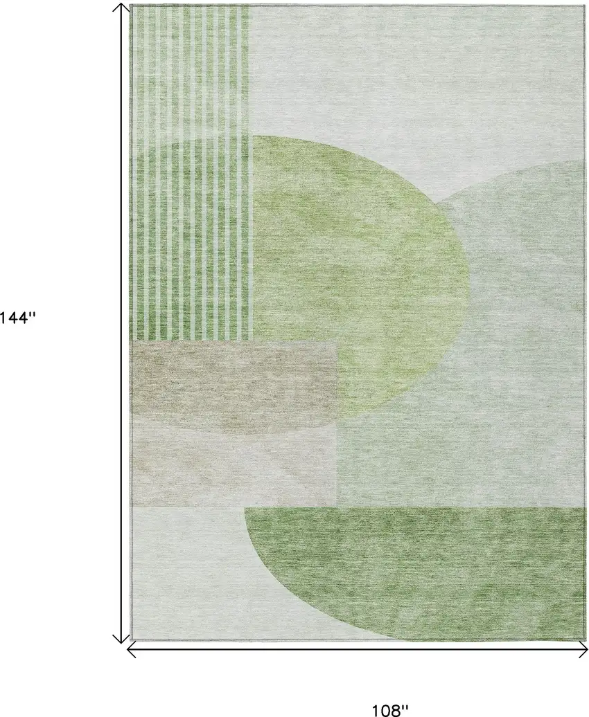 Olive Green And Artichoke Green Geometric Washable Indoor Outdoor Area Rug Photo 3